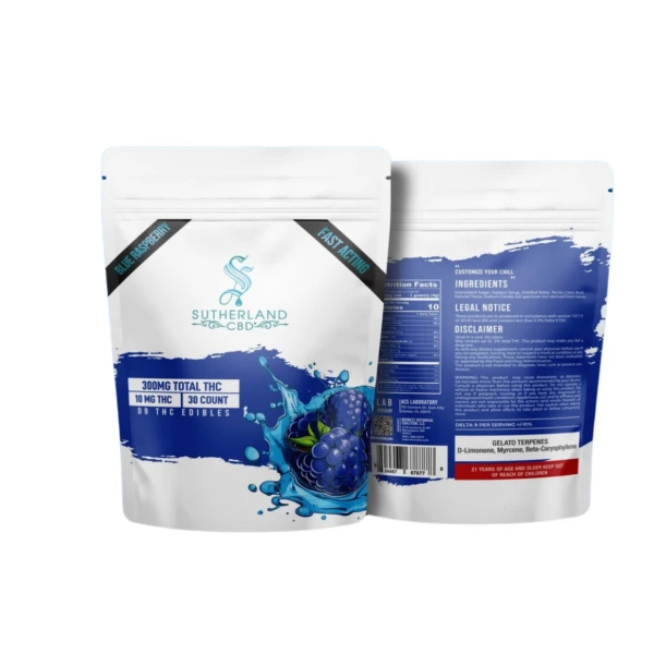 Fast Acting Blue Raspberry | 10mg THC Gummies | Sutherland CBD