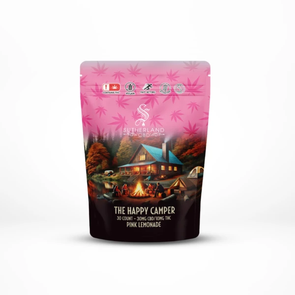 The Happy Camper Pink Lemonade | 10mg THC 30mg CBD Gummies 30 Count | Sutherland CBD
